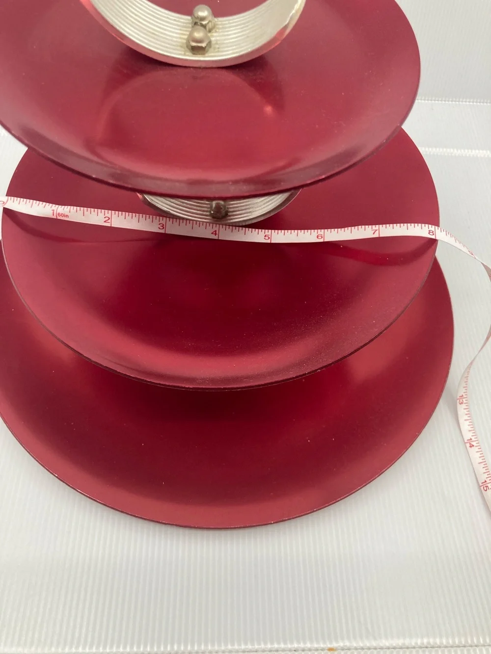 Vintage MCM Regal Ware 3-Tier Red Anodized Aluminum Serving Tray